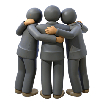 Three Businessmen Embracing in a Circle png