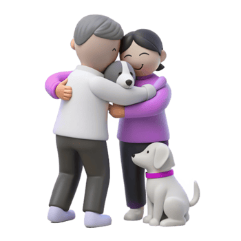 A Loving Embrace Couple Hugging with Their Dog png