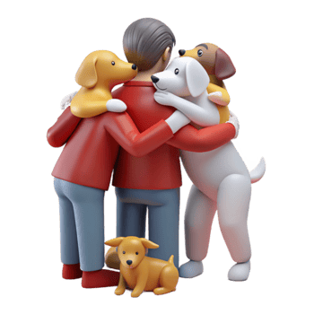 Man Hugging Four Dogs png