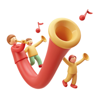 Cheerful Cartoon Characters Playing Musical Instruments png