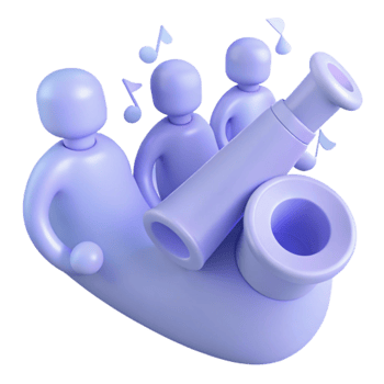 3D Render of Music Instrument with Characters png