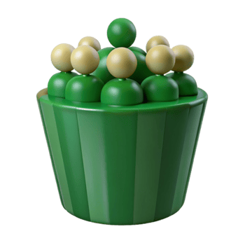 Green 3D Rendered Object with Circular Shapes png