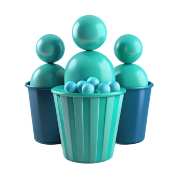 Group of 3D People with Popcorn Bucket png