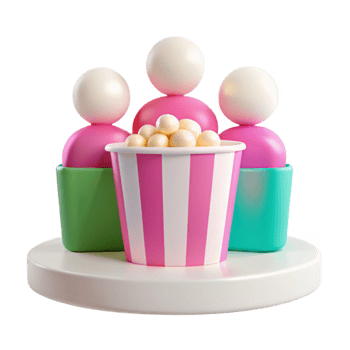 Group of People Enjoying Popcorn at the Movies png
