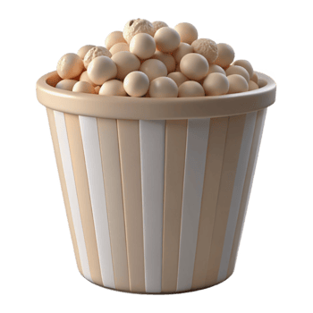 Striped Popcorn Bucket Filled with White Popcorn png
