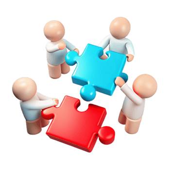 Teamwork People Working Together to Solve a Puzzle png