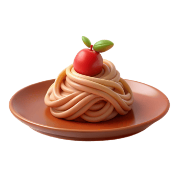 3D Render of Spaghetti with Tomato on a Plate png
