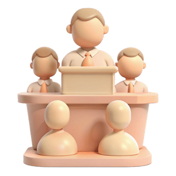 3D Illustration of a Speaker Addressing an Audience png