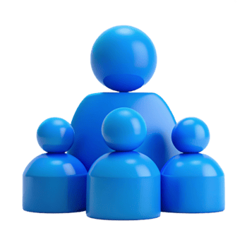Blue 3D Render of a Group of People png