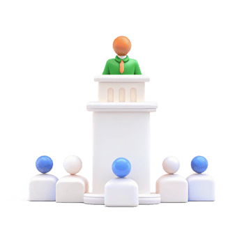 3D Illustration of a Speaker Addressing an Audience png
