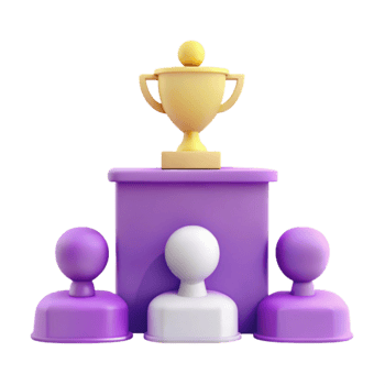 3D Rendered Trophy on a Podium with Figures png