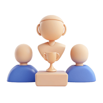 Teamwork and Achievement 3D Illustration of a Group with Trophy png