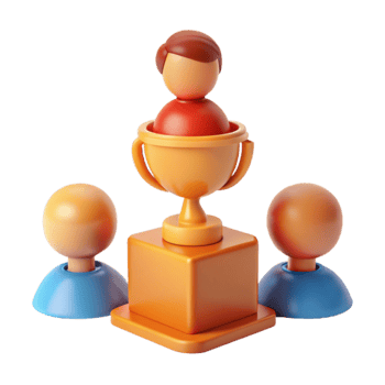 3D Illustration of a Winner Holding a Trophy png