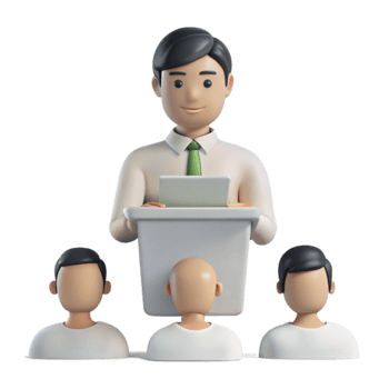 3D Illustration of a Speaker Addressing an Audience png