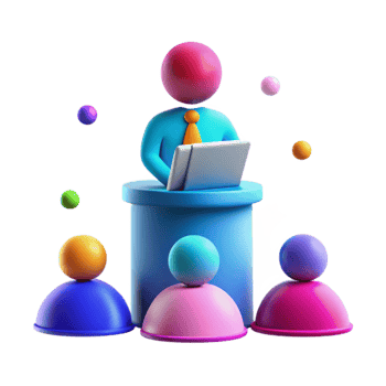 3D Illustration of a Person Giving a Presentation to a Group of People png