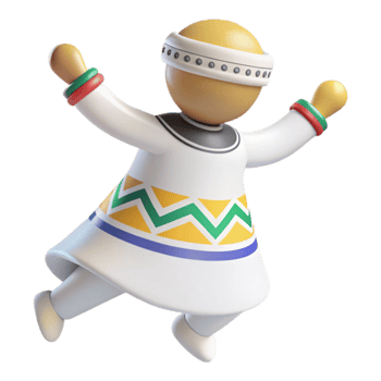 3D Cartoon Character Wearing Traditional Dress png