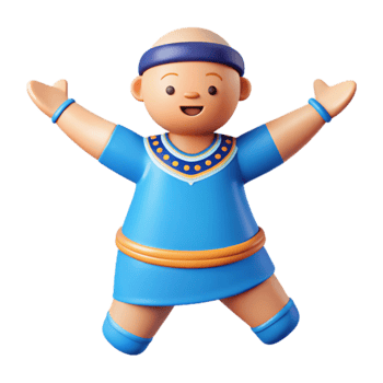 Joyful 3D Character in Blue Outfit png
