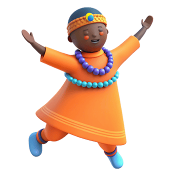 3D Illustration of a Joyful Person Wearing Traditional African Attire png