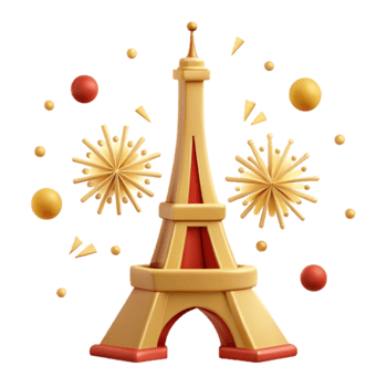 Eiffel Tower with Fireworks 3D Illustration png