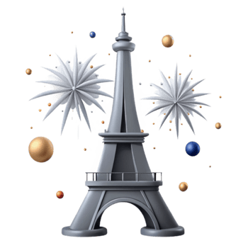 Eiffel Tower with Fireworks Illustration png