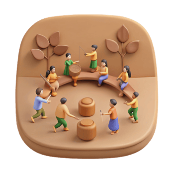 3D Illustration of Children Playing Musical Instruments and Games png