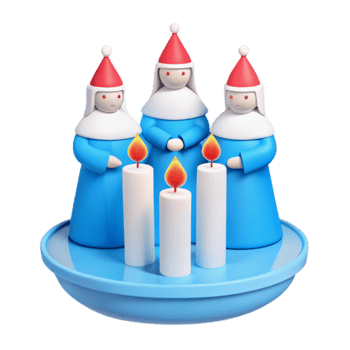 Three Candle Holders with Festive Figures png