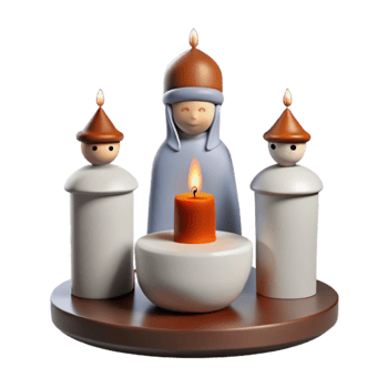 3D Render of a Candle Holder with 3 Figures png