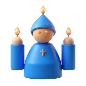 3D Render of a Religious Figure with Candles png