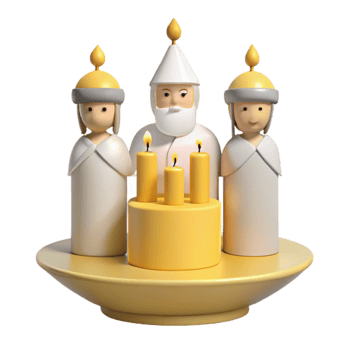 Three Figures with Candles on a Cake png