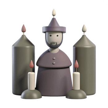 3D Render of a Man Surrounded by Candles png