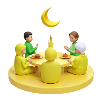 3D Illustration of a Family Breaking Fast During Ramadan png