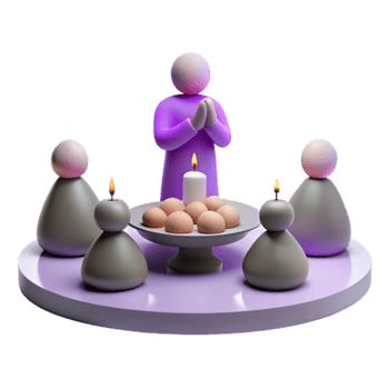 3D Render of People Gathered Around a Table with Candles png
