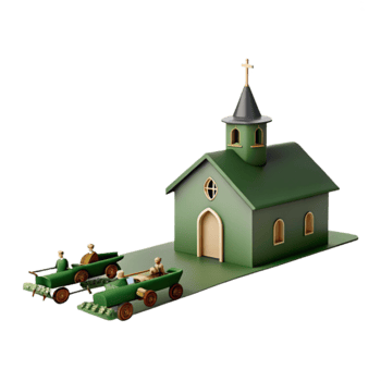 Toy Church with Green Cars png