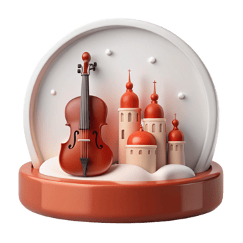 Violin and Towers in a Snowy Landscape png