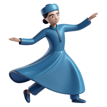 3D Render of a Person Dancing in a Blue Robe png