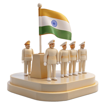 Salute to the Flag A 3D Illustration of Soldiers Standing at Attention png