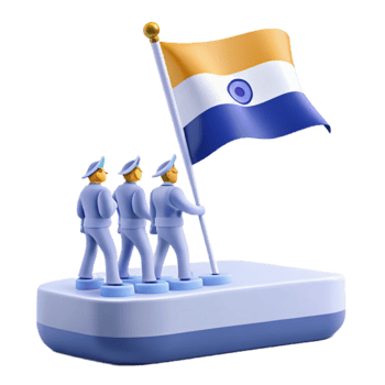 3D Illustration of Soldiers Marching with a Flag png