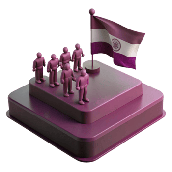 Group of People Standing on Platform with Flag png
