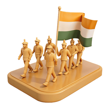 3D Illustration of a Group of People Marching with a Flag png