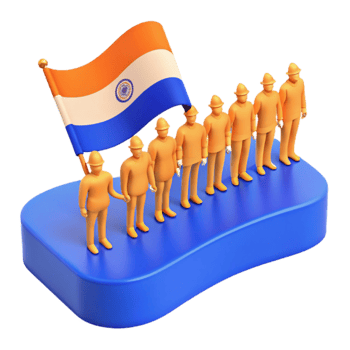 Line of 3D Figures Holding a Flag png