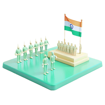 3D Render of Soldiers Saluting a Flag on a Platform png