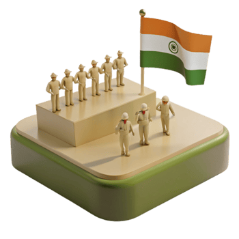 Saluting the Flag A 3D Illustration of Soldiers Honoring the National Colors png