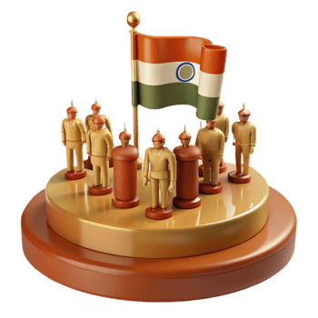 3D Illustration of Soldiers Saluting Under a National Flag png