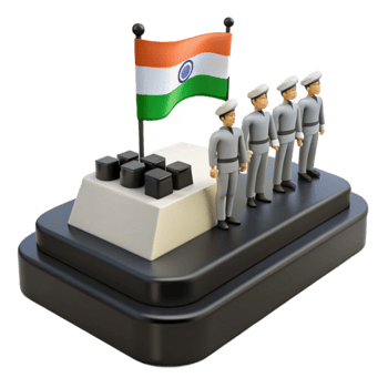 3D Illustration of Four Soldiers Saluting Under a Flag png
