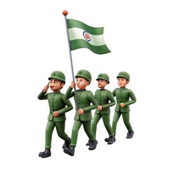 Soldiers Marching in Formation with a Flag png