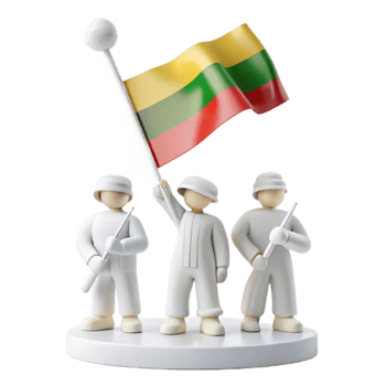 Three Figures Holding a Flag png
