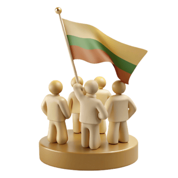 Group of People Holding a Flag High png