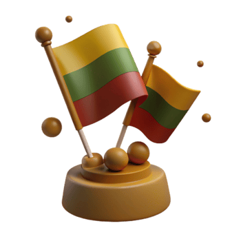 3D Rendered Flags on a Stand png