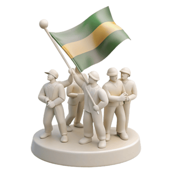 Group of Figures Holding a Flag png