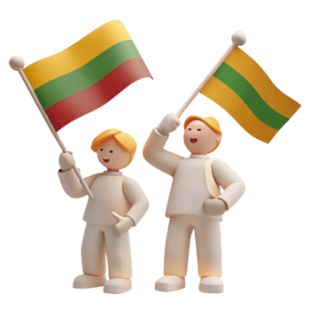 Smiling Cartoon People Holding National Flags png